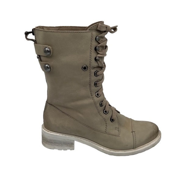 Sam Edelman Cream Darwin Tumbled Leather Chunk Heel Combat Boots Size 6 Women’s - Picture 8 of 10